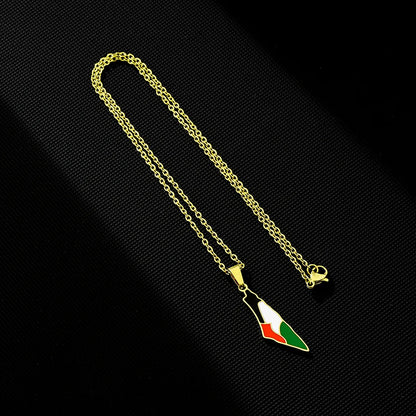 Vintage Style Ethnic Style Map Flag 201 Stainless Steel 304 Stainless Steel Enamel Plating 18K Gold Plated Women'S Pendant Necklace