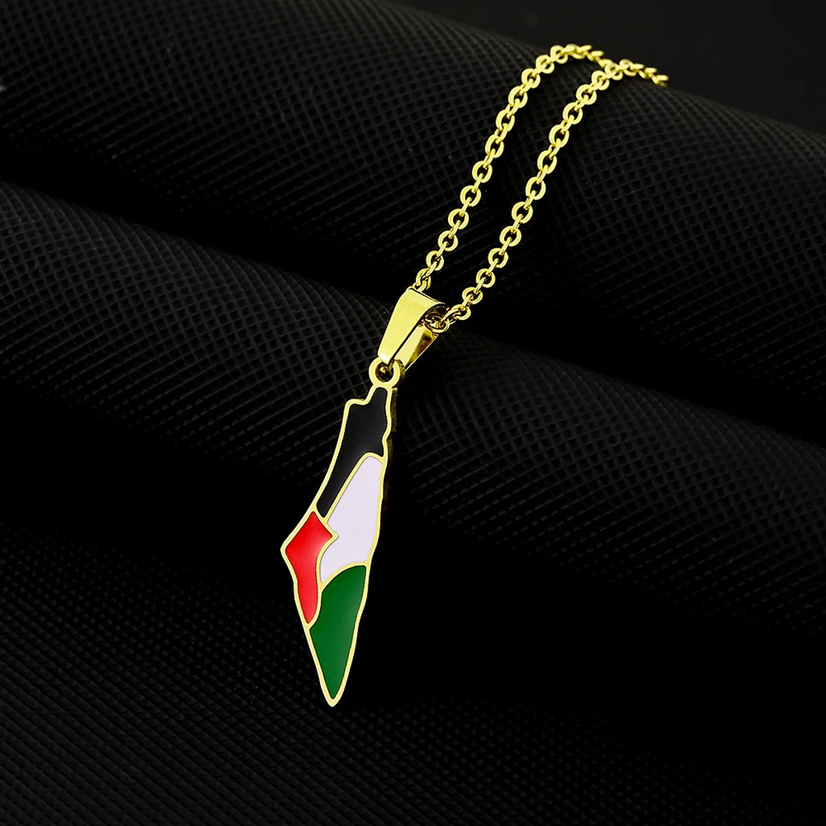 Vintage Style Ethnic Style Map Flag 201 Stainless Steel 304 Stainless Steel Enamel Plating 18K Gold Plated Women'S Pendant Necklace