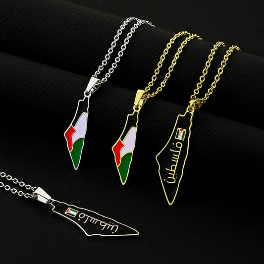 Vintage Style Ethnic Style Map Flag 201 Stainless Steel 304 Stainless Steel Enamel Plating 18K Gold Plated Women'S Pendant Necklace