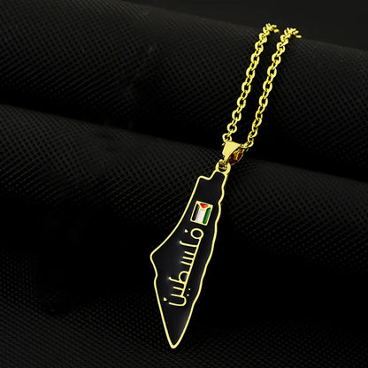 Vintage Style Ethnic Style Map Flag 201 Stainless Steel 304 Stainless Steel Enamel Plating 18K Gold Plated Women'S Pendant Necklace