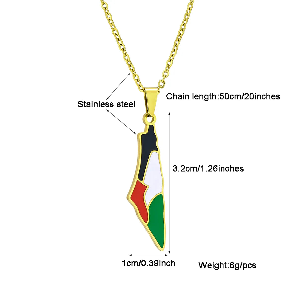 Vintage Style Ethnic Style Map Flag 201 Stainless Steel 304 Stainless Steel Enamel Plating 18K Gold Plated Women'S Pendant Necklace