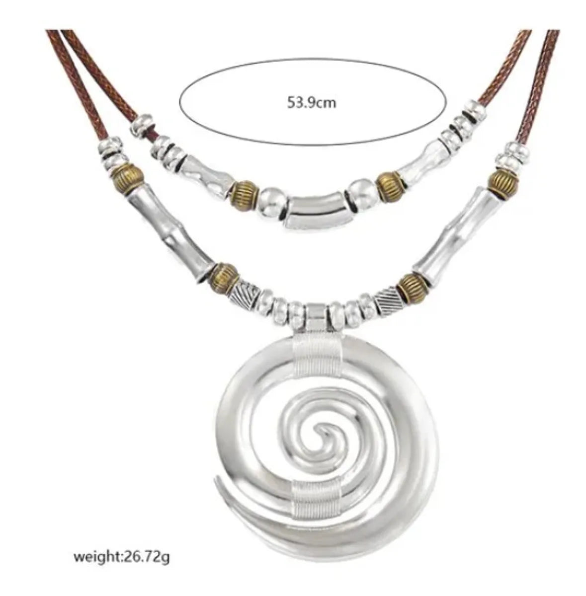 Vintage Style Ethnic Style Swirl Pattern Alloy Wax Line Unisex Pendant Necklace