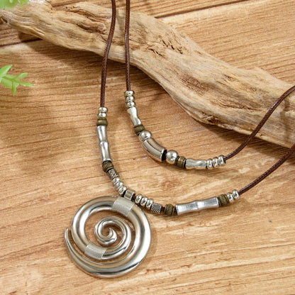 Vintage Style Ethnic Style Swirl Pattern Alloy Wax Line Unisex Pendant Necklace