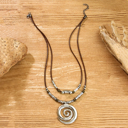 Vintage Style Ethnic Style Swirl Pattern Alloy Wax Line Unisex Pendant Necklace