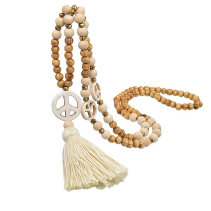 Vintage Style Ethnic Style Tassel Wood Beaded Handmade Women's Long Necklace