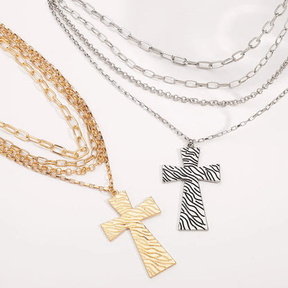 Vintage Style Exaggerated Cross Alloy Iron Wholesale Layered Necklaces