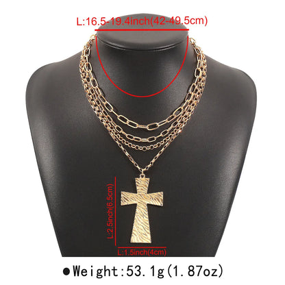 Vintage Style Exaggerated Cross Alloy Iron Wholesale Layered Necklaces