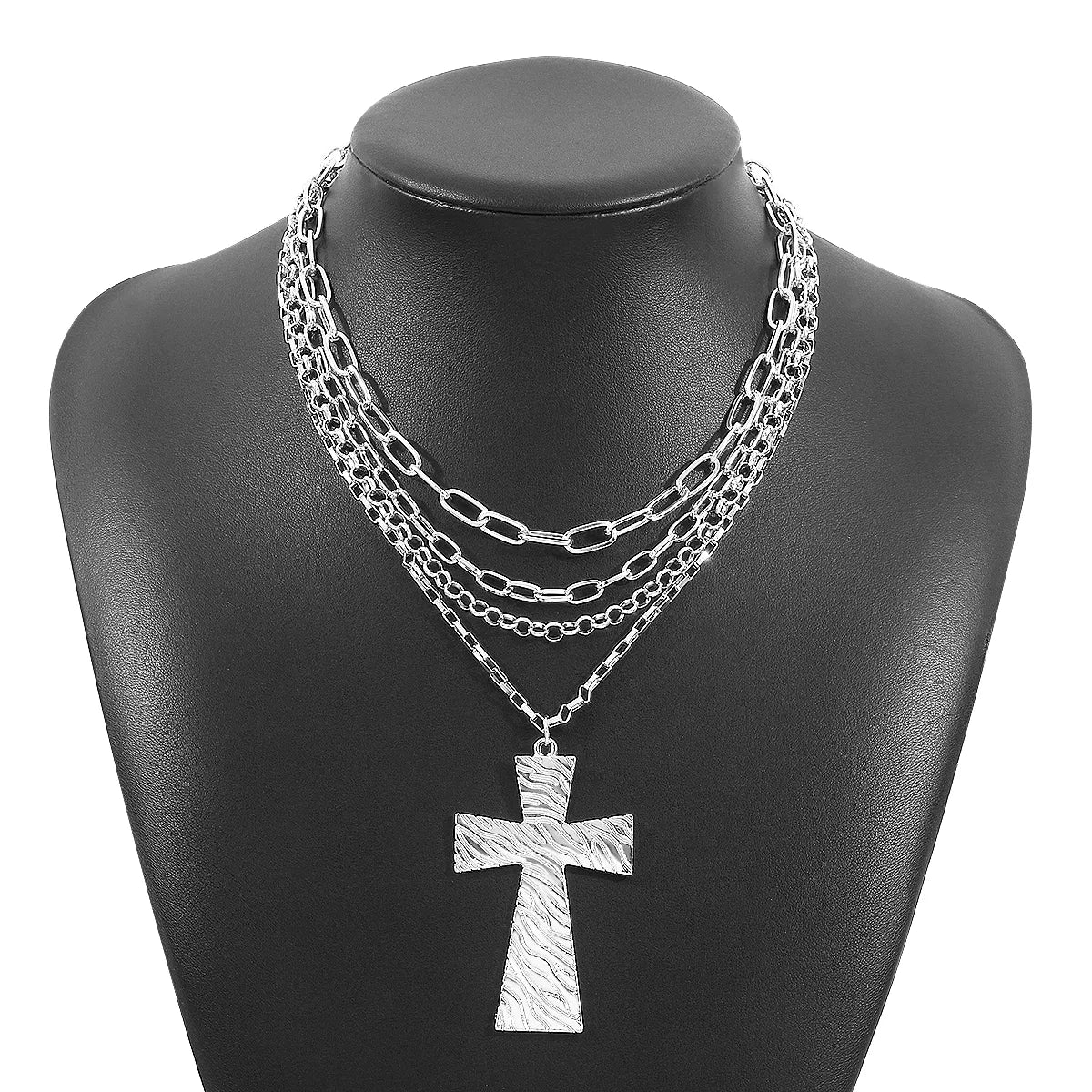 Vintage Style Exaggerated Cross Alloy Iron Wholesale Layered Necklaces