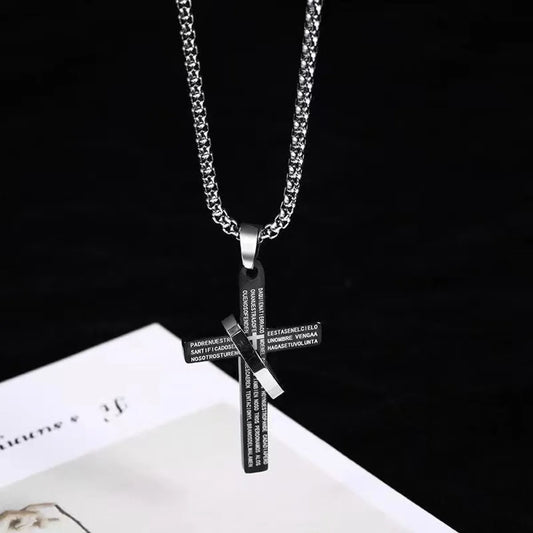 Vintage Style Exaggerated Simple Style Cross Stainless Steel Plating Silver Plated Necklace