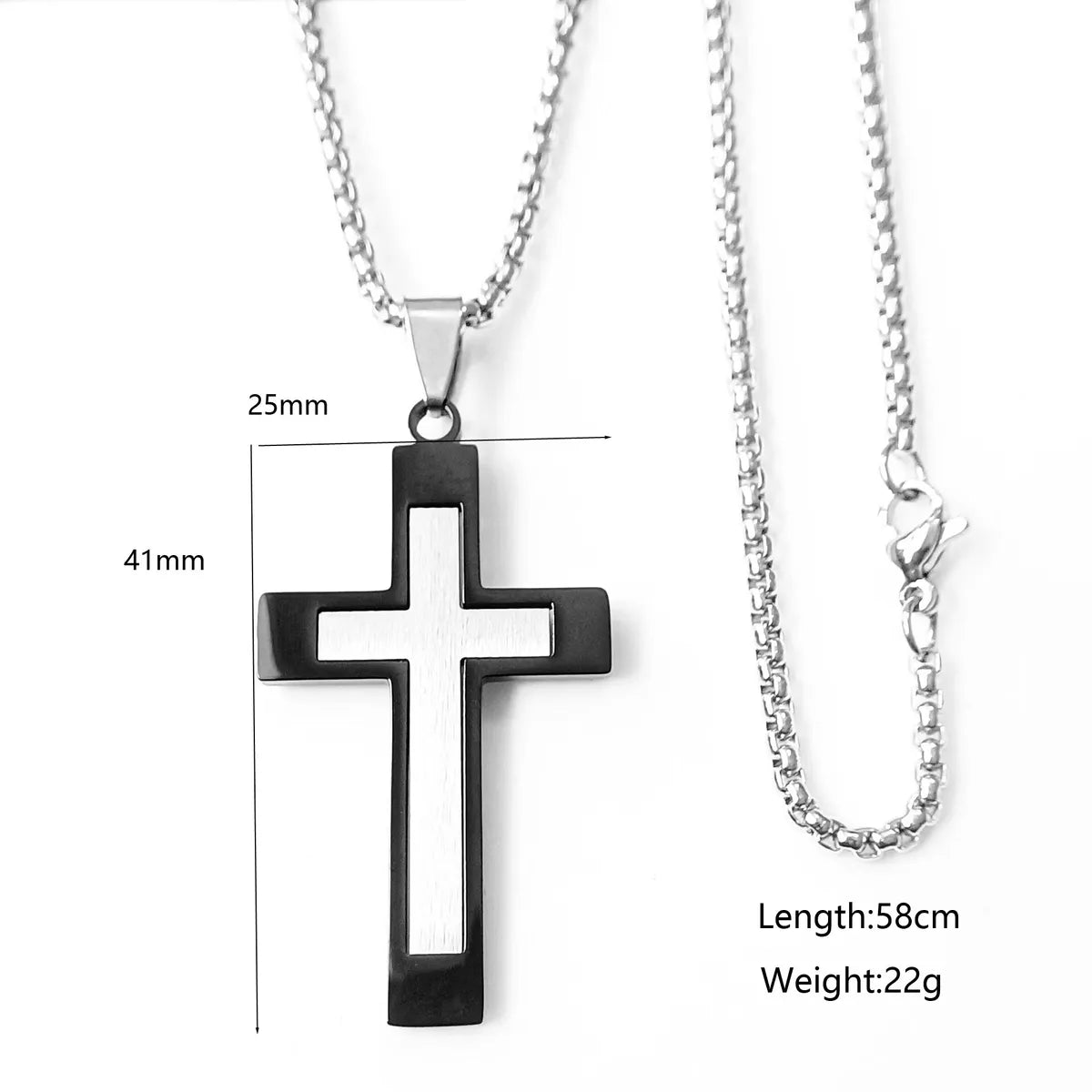 Vintage Style Exaggerated Simple Style Cross Stainless Steel Plating Silver Plated Necklace