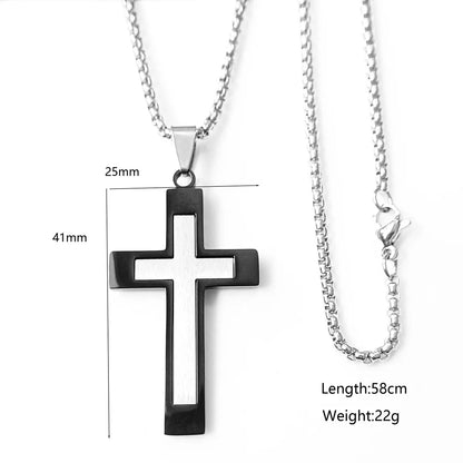 Vintage Style Exaggerated Simple Style Cross Stainless Steel Plating Silver Plated Necklace