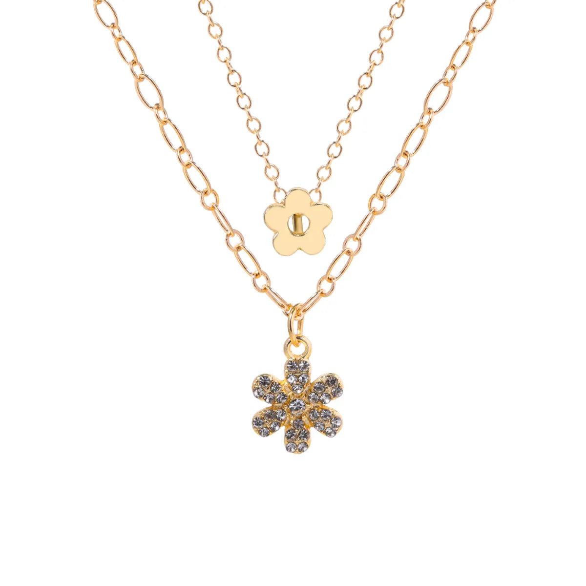 Vintage Style Flower Alloy Inlay Rhinestones Necklace