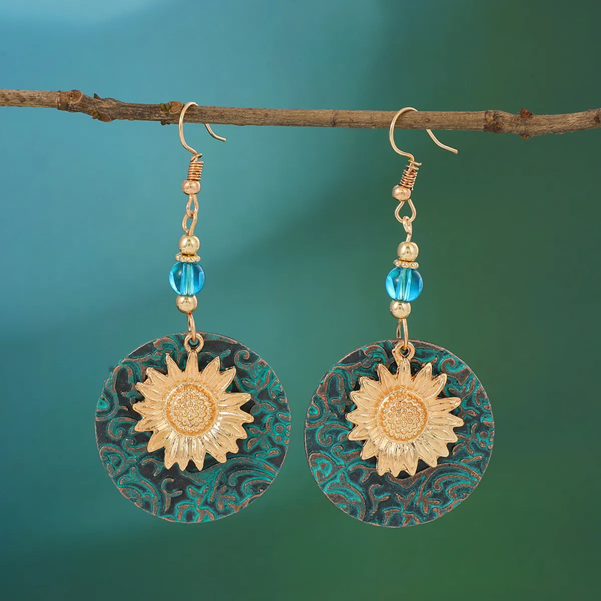 1 Pair Vintage Style Flower Plating Alloy 14k Gold Plated Dangling Earrings