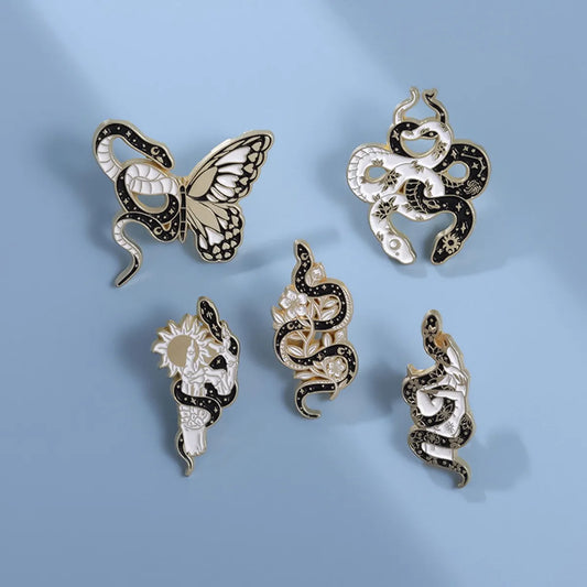 Vintage Style Flower Snake Butterfly Alloy Plating Unisex Brooches