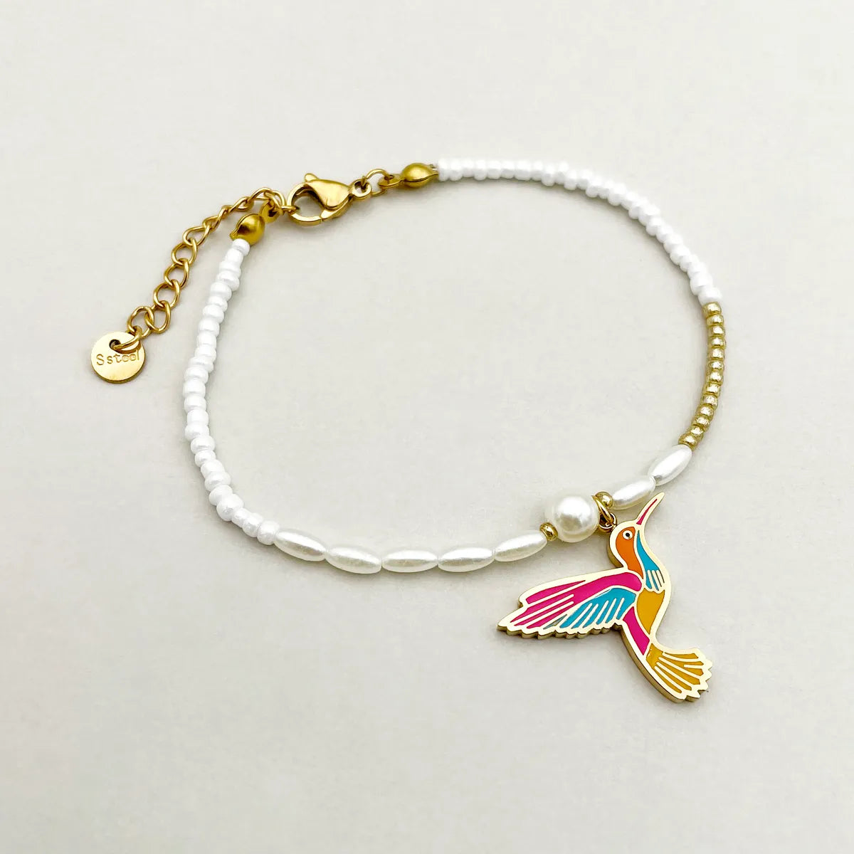 Vintage Style French Style Bird Stainless Steel Beaded Plating Gold Plated Bracelets Necklace