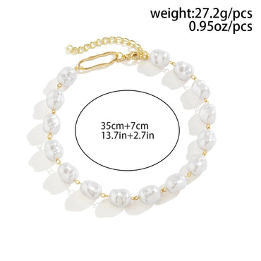 Vintage Style French Style Simple Style Irregular Imitation Pearl Alloy Asymmetrical Three-dimensional Women's Necklace