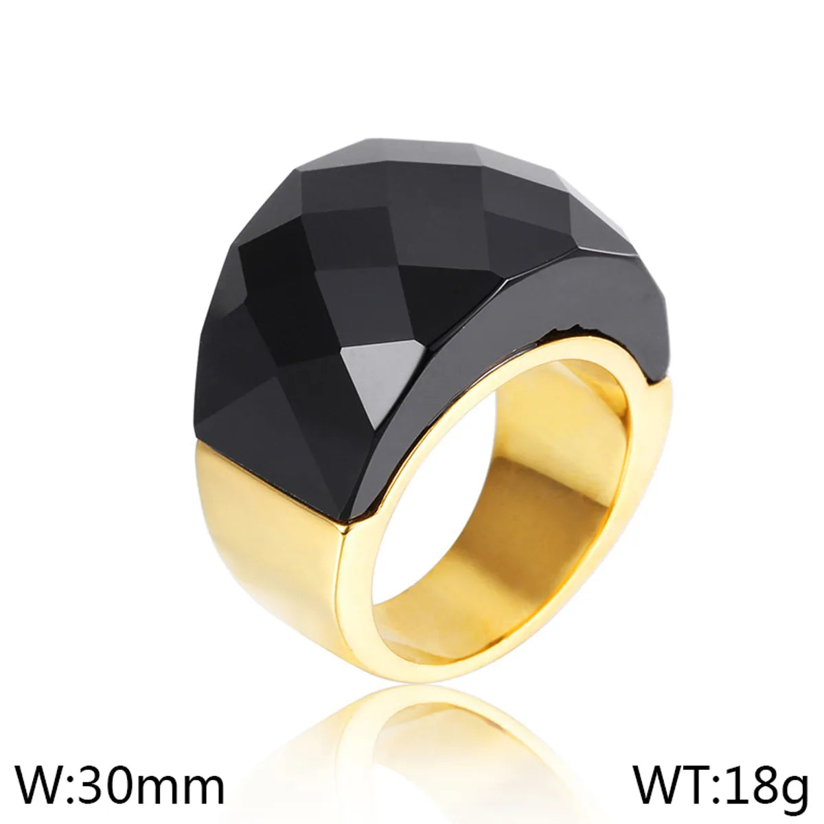 Vintage Style Geometric 304 Stainless Steel Glass 18K Gold Plated Women'S Rings