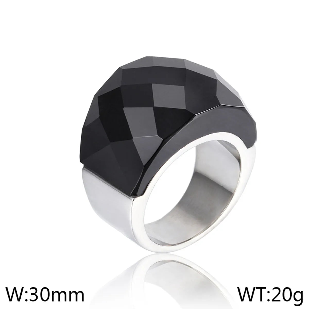 Vintage Style Geometric 304 Stainless Steel Glass 18K Gold Plated Women'S Rings