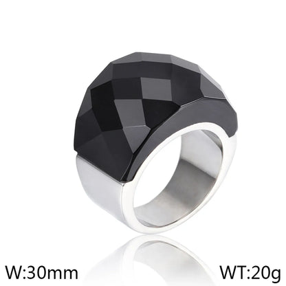 Vintage Style Geometric 304 Stainless Steel Glass 18K Gold Plated Women'S Rings