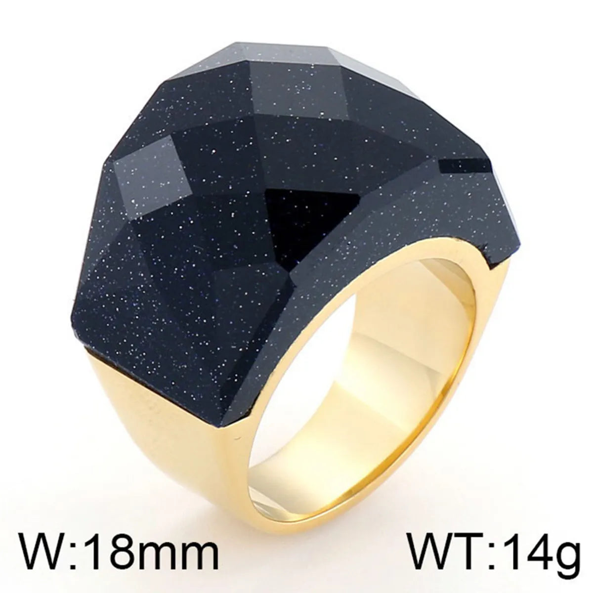 Vintage Style Geometric 304 Stainless Steel Glass 18K Gold Plated Women'S Rings