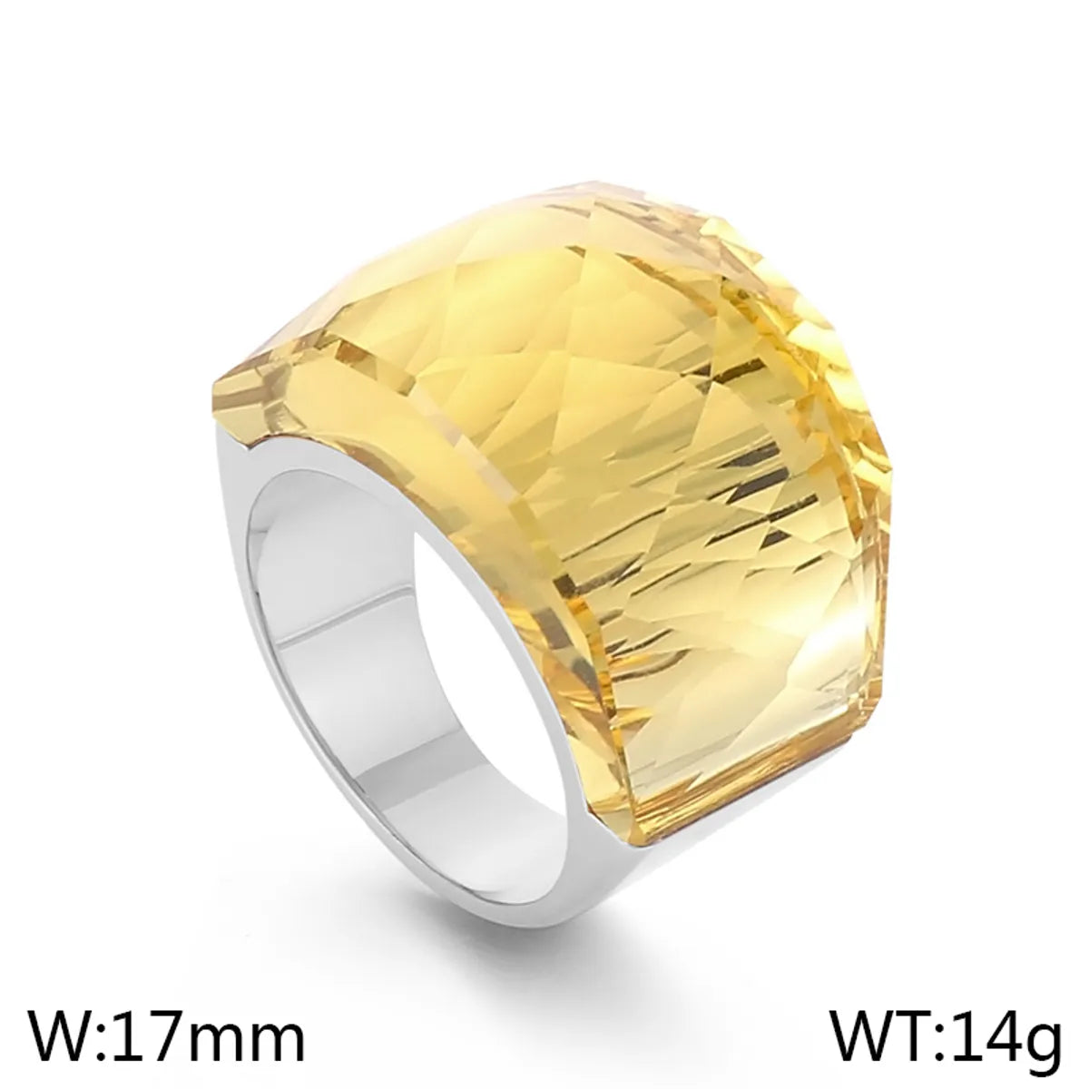 Vintage Style Geometric 304 Stainless Steel Glass 18K Gold Plated Women'S Rings