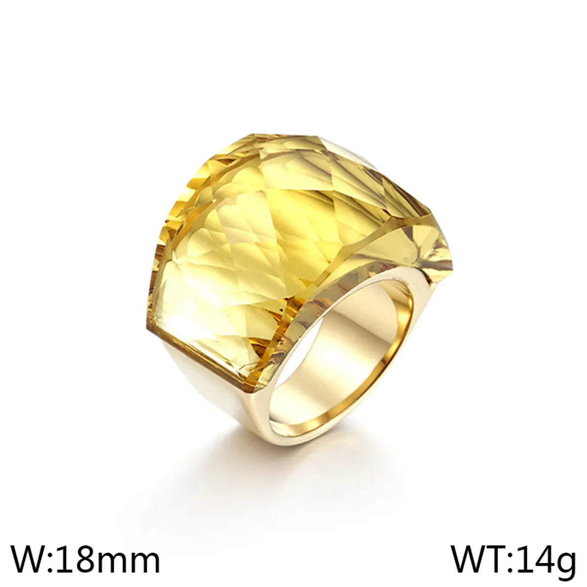 Vintage Style Geometric 304 Stainless Steel Glass 18K Gold Plated Women'S Rings