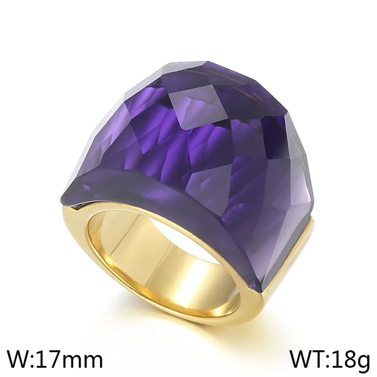 Vintage Style Geometric 304 Stainless Steel Glass 18K Gold Plated Women'S Rings