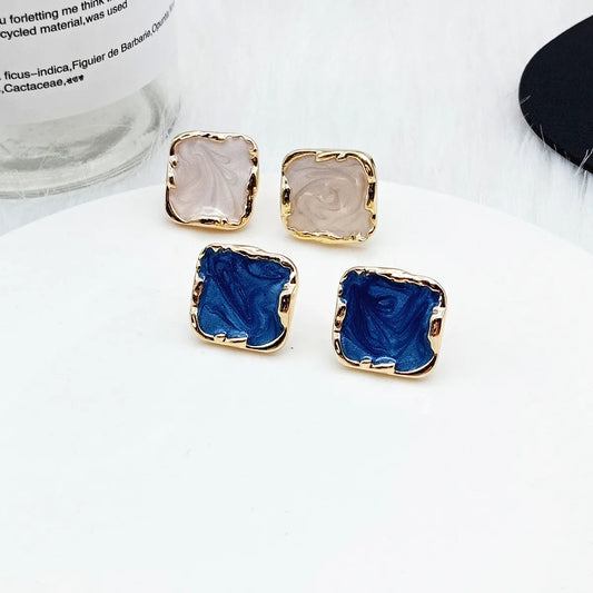 Vintage Style Geometric Alloy Enamel Ear Studs