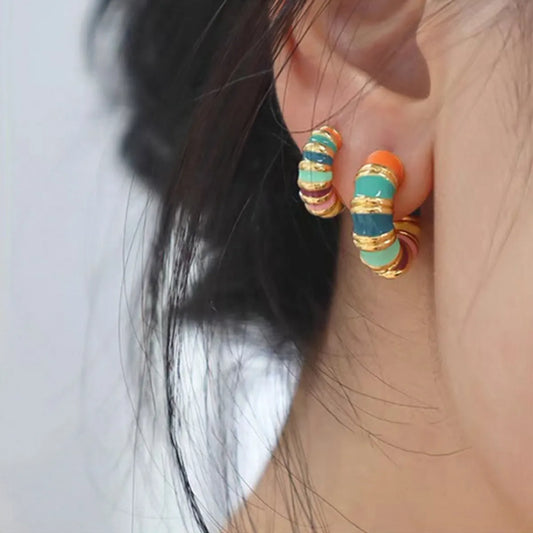 1 Pair Vintage Style Geometric Enamel Alloy Earrings