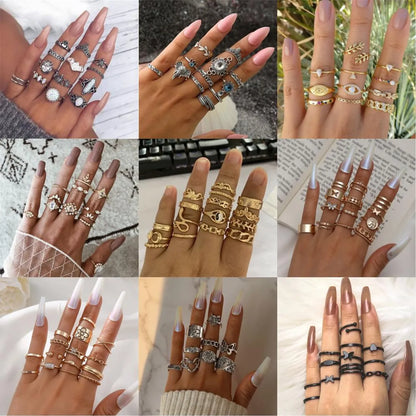 Vintage Style Geometric Alloy Inlay Artificial Diamond Rhinestones Opal Women'S Rings