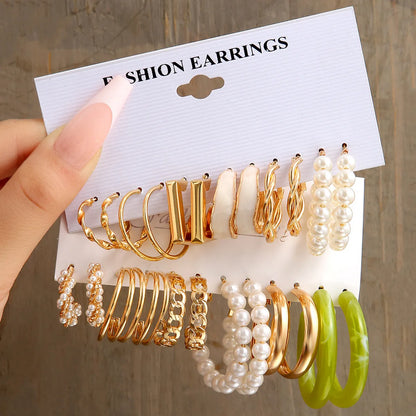 Vintage Style Geometric Alloy Plating Artificial Pearls Earrings