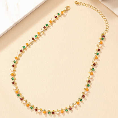 Vintage Style Geometric Color Block Alloy Beaded Plating Women's Necklace