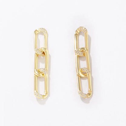 Vintage Style Geometric Plating Inlay Copper Zircon Drop Earrings