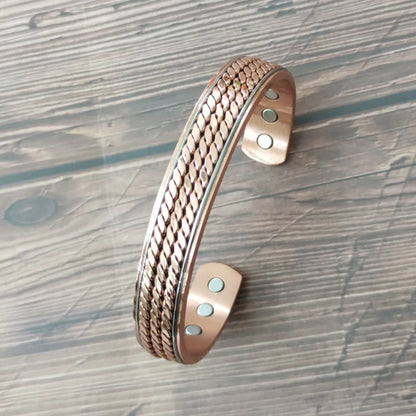 Vintage Style Geometric Copper Magnetic Unisex Bangle