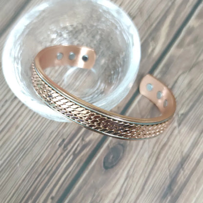 Vintage Style Geometric Copper Magnetic Unisex Bangle