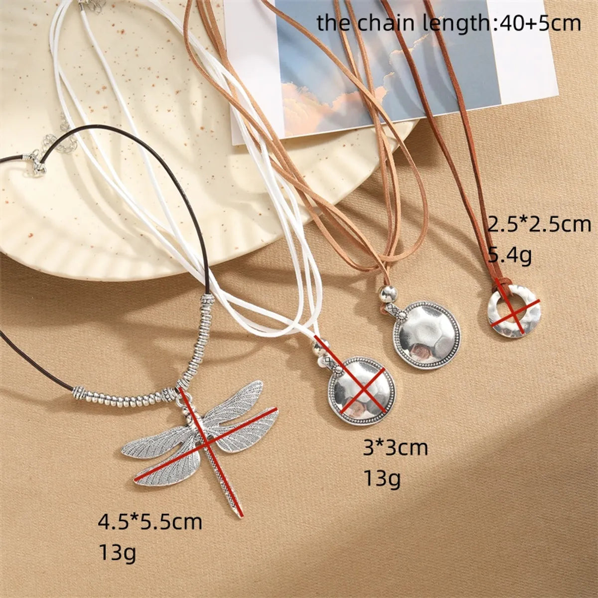 Vintage Style Geometric Dragonfly Alloy Leather Rope Irregular Silver Plated Unisex Necklace