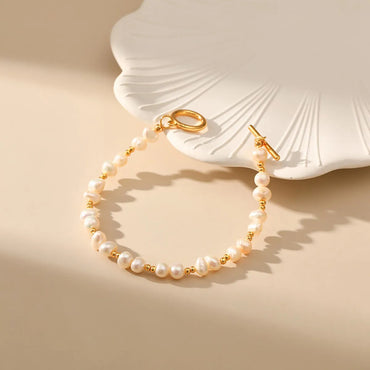 Vintage Style Geometric Freshwater Pearl Copper Plating 18k Gold Plated Bracelets