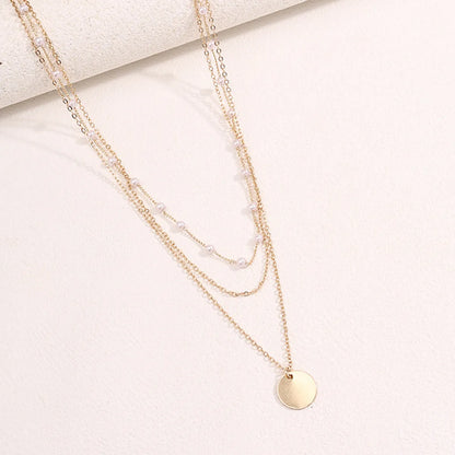 Vintage Style Geometric Round Alloy Plating Women's Pendant Necklace