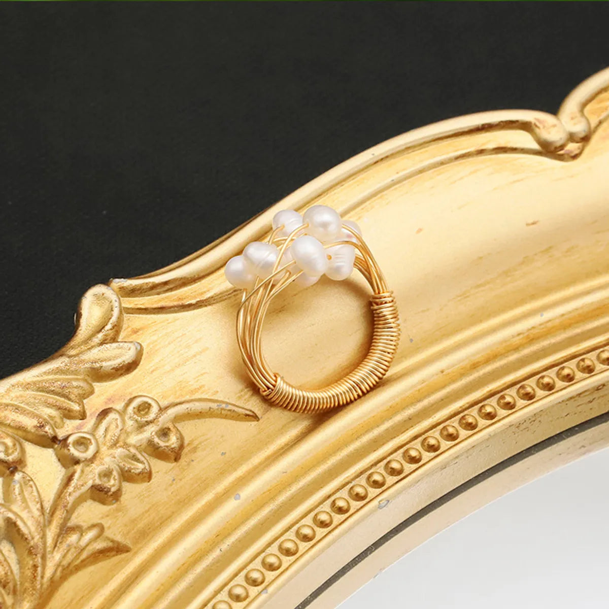 Vintage Style Geometric Solid Color Freshwater Pearl Sterling Silver Plating 18k Gold Plated Rings