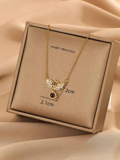 Vintage Style Geometric Stainless Steel 18k Gold Plated Pendant Necklace