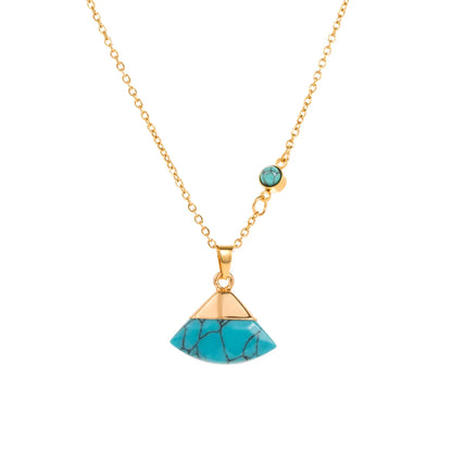 Wholesale Jewelry Vintage Style Geometric 304 Stainless Steel Turquoise 14K Gold Plated Plating Pendant Necklace