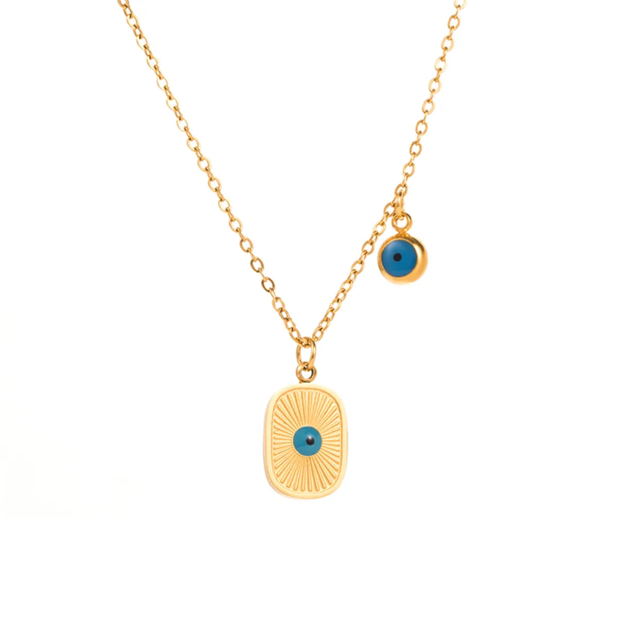 Wholesale Jewelry Vintage Style Geometric 304 Stainless Steel Turquoise 14K Gold Plated Plating Pendant Necklace