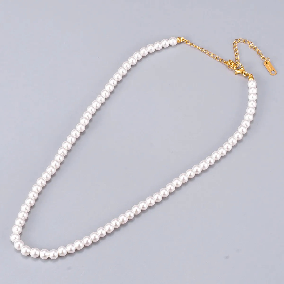 Wholesale Jewelry Vintage Style Geometric 304 Stainless Steel Titanium Steel Artificial Pearls 18K Gold Plated Beaded Necklace