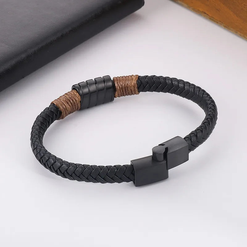 Vintage Style Geometric Titanium Steel Braid Men'S Wristband