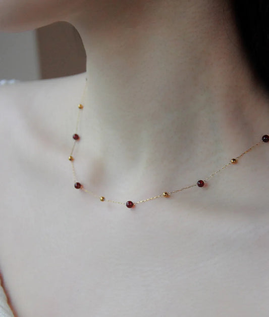 Vintage Style Geometric Titanium Steel Gold Plated Glass Bead Choker