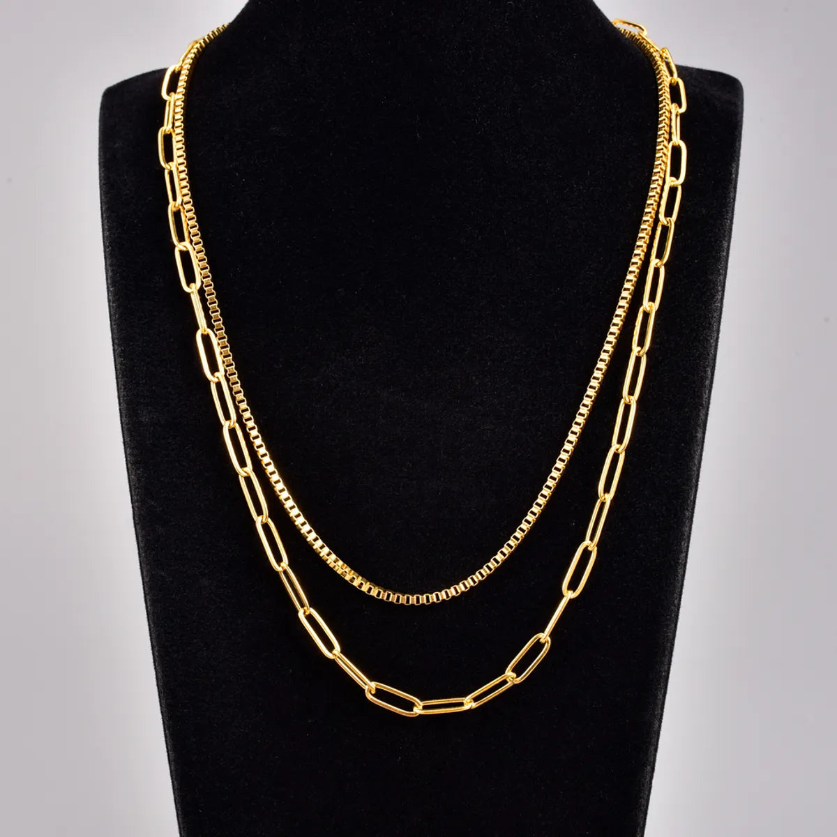 Vintage Style Geometric Titanium Steel Gold Plated Layered Necklaces 1 Piece