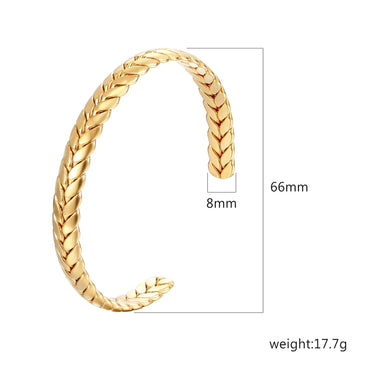 Vintage Style Grain Stainless Steel Plating Bangle