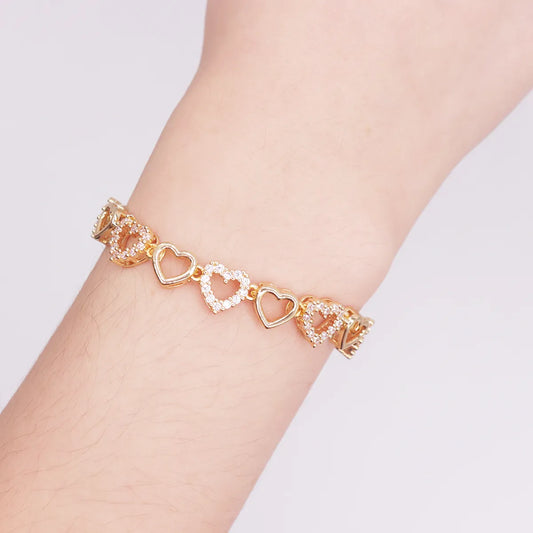 Vintage Style Heart Shape Alloy Plating Inlay Zircon Gold Plated Women's Bracelets