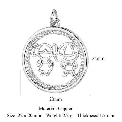 1 Piece Copper Zircon 18K Gold Plated Cartoon Character Heart Shape Flower Polished Pendant