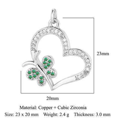 1 Piece Copper Zircon 18K Gold Plated Cartoon Character Heart Shape Flower Polished Pendant